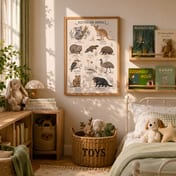 Australian Animals Chart Poster, Nursery Room Decor, Kids Bedroom Wall Art