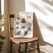 Forest Friends Chart Poster, Woodland Nursery Art, Educational Kids Room Decor