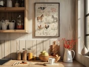 Farm Animal Chart Poster, Living Room Wall Art, Educational Nursery Decor