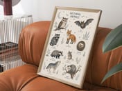 Nocturnal Animals Poster, Nursery Wall Art Chart, Moonlit Woodland Room Decor