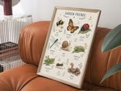 Garden Friends Poster, Kids Room Decor Nature Chart, Bedroom Wall Art