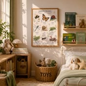 Garden Friends Poster, Kids Room Decor Nature Chart, Bedroom Wall Art