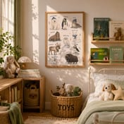 Arctic Animals Chart Poster, Cozy Watercolor Nursery Living Room Wall Art