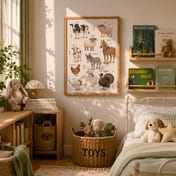 Farm Animal Chart Print, Living Room Wall Art, Nursery Educational Poster