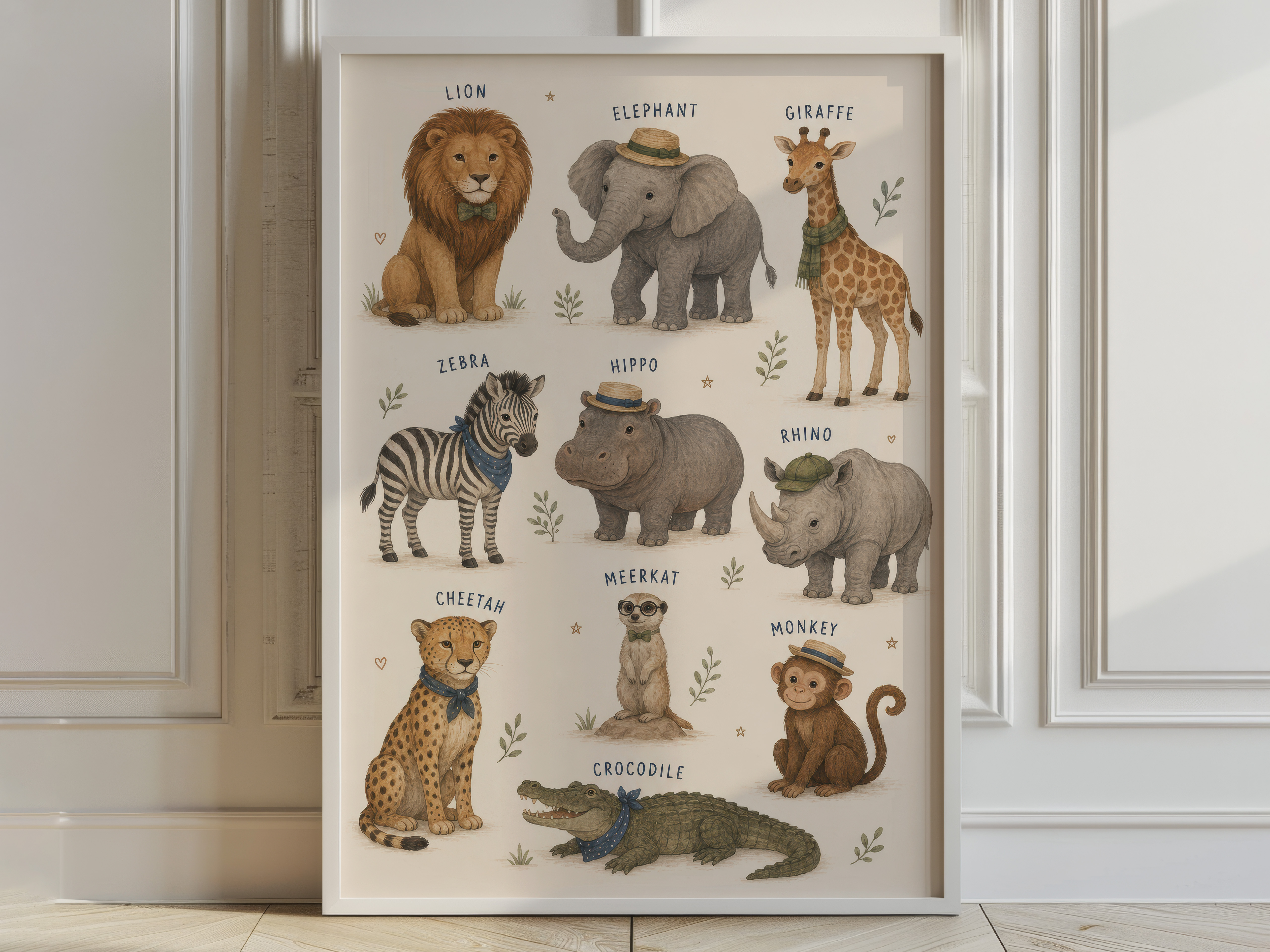 Safari Animal Alphabet Poster, Nursery Wall Art, Kids Room Decor