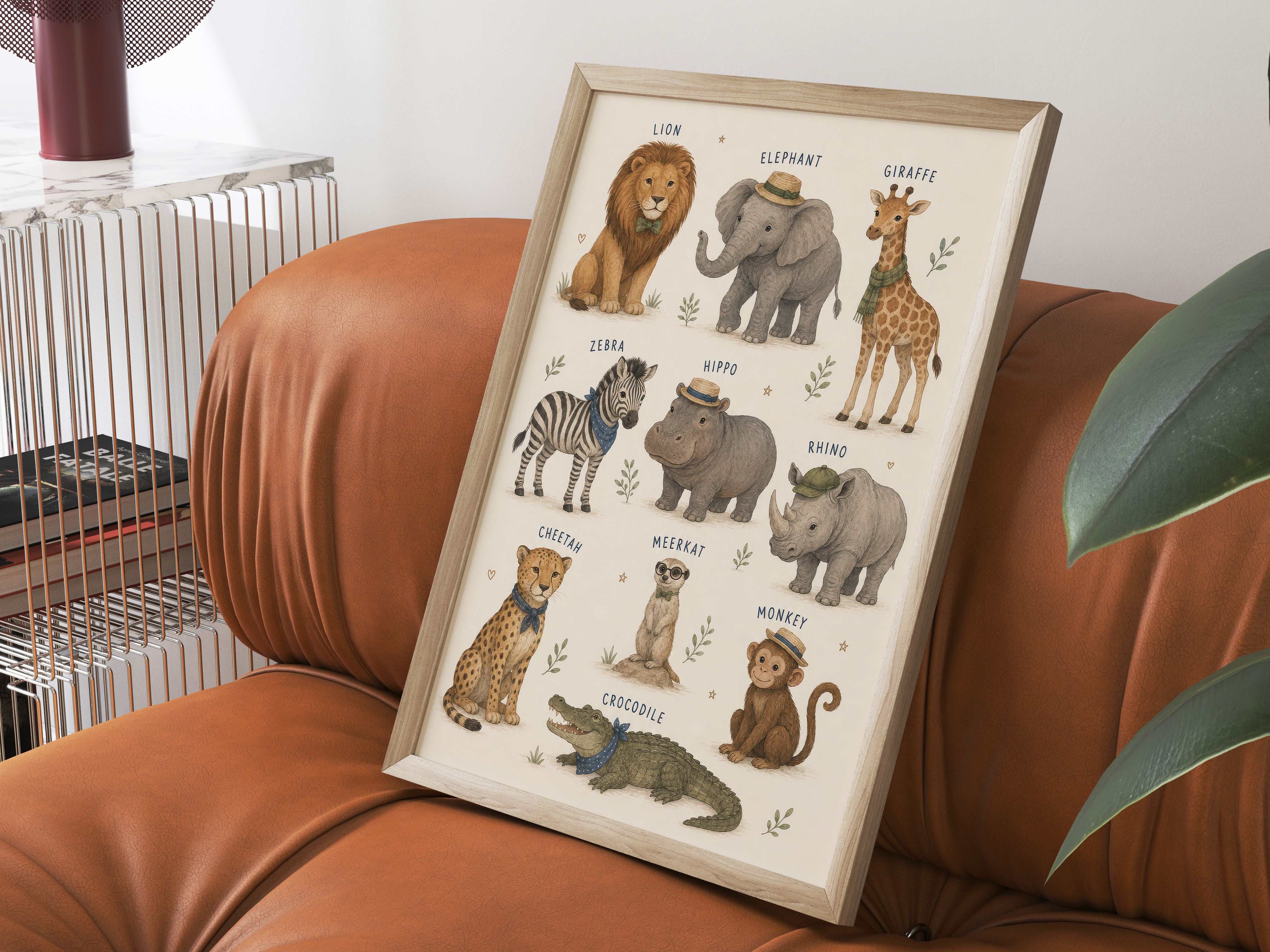 Safari Animal Alphabet Poster, Nursery Wall Art, Kids Room Decor