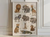 Safari Animal Alphabet Poster, Nursery Wall Art, Kids Room Decor