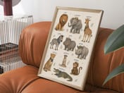 Safari Animal Alphabet Poster, Nursery Wall Art, Kids Room Decor