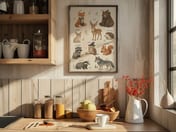 Woodland Nursery Art Chart, Labeled Animal Poster, Living Room Wall Art