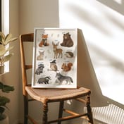 Woodland Nursery Art Chart, Labeled Animal Poster, Living Room Wall Art