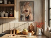 Woman with Wine Portrait Poster, Moody Living Room Wall Art, Modern Bar Decor