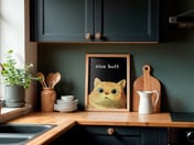 Funny Cat Face Print, Living Room Wall Art, Nice Butt Quote Poster