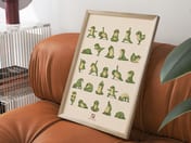 Yoga Frog Grid Poster, Cute Cartoon Living Room Wall Art