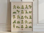 Yoga Frog Grid Poster, Cute Cartoon Living Room Wall Art