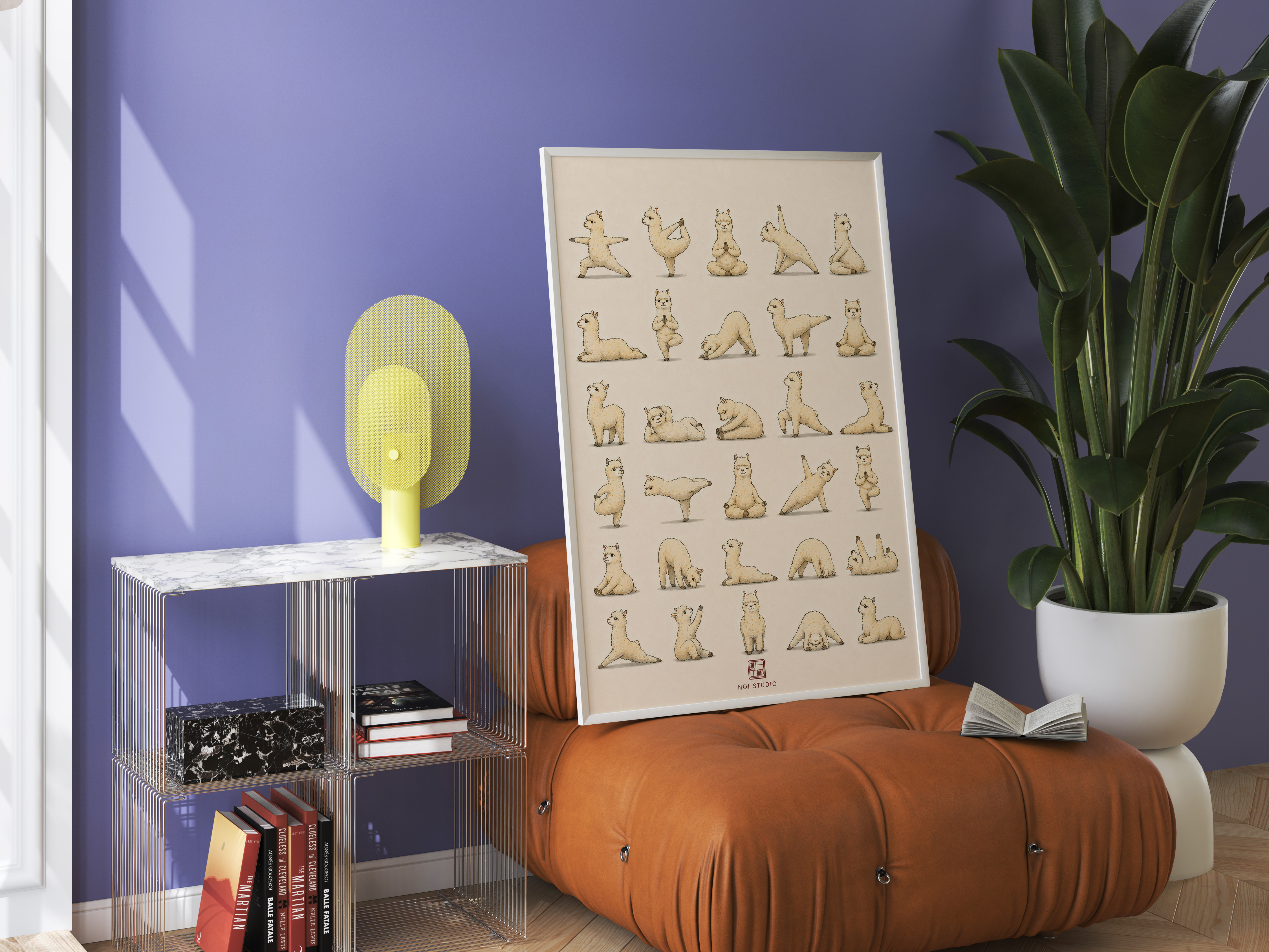 Yoga Alpacas Print, Cute Cartoon Living Room Wall Art, Kids Room Decor Poster