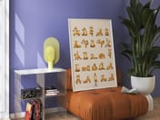 Yoga Fox Grid Print, Living Room Wall Art, Cute Cartoon Animal Poster