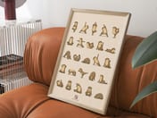 Yoga Otters Poster, Cute Cartoon Animal Living Room Wall Art
