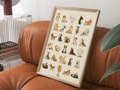 Yoga Dogs Poster, Funny Bathroom Art, 30 Dog Breeds Living Room Decor