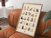 Yoga Cats Poster, Colorful Cat Grid Living Room Wall Art