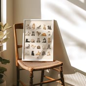 Yoga Cats Poster, Colorful Cat Grid Living Room Wall Art